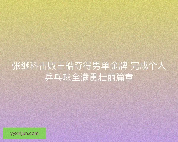 张继科击败王皓夺得男单金牌 完成个人乒乓球全满贯壮丽篇章